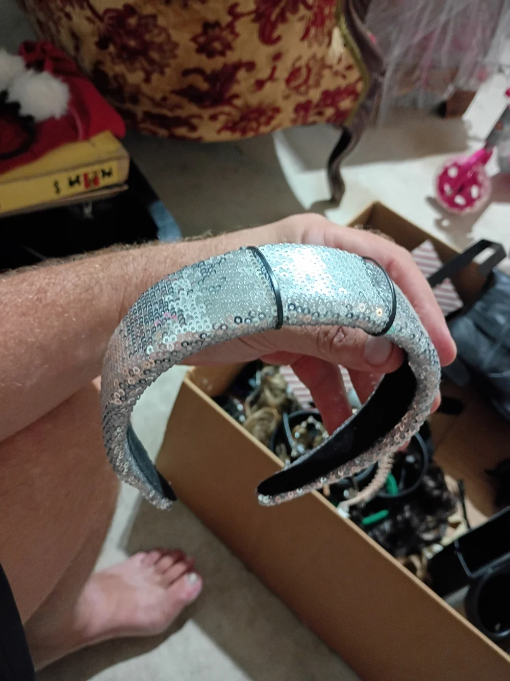 Sequin Padded Headband - Silver Sparkle Variety